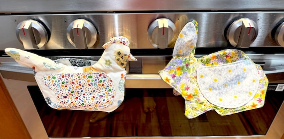 Oven mitts chickens, bunnies, cats
