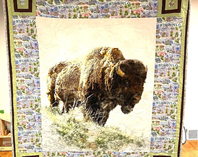 Buffalo “there’s no place like home” custom homemade one-of-a-kind 54” x 64” quilt