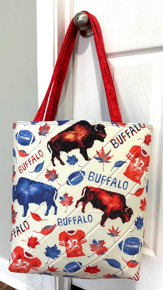 Padded Buffalo Print Tote Bag: Teacher, Travel, Everyday Use