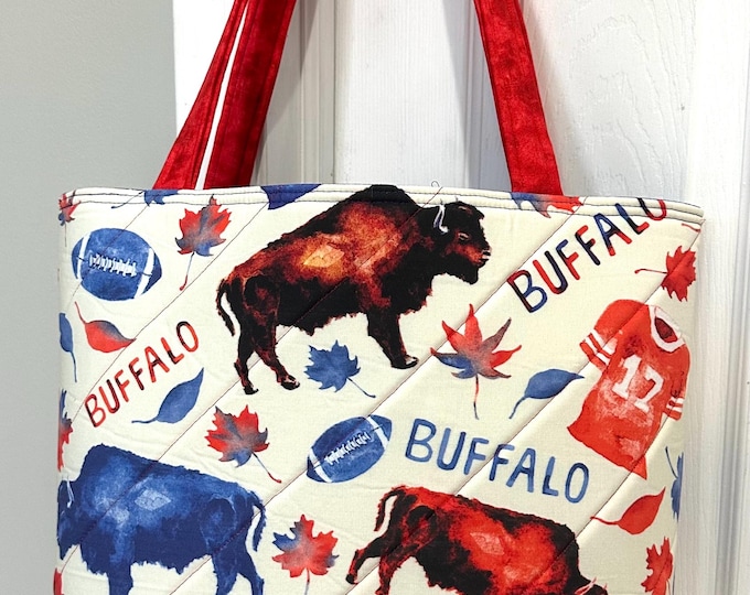 Padded Buffalo Print Tote Bag: Teacher, Travel, Everyday Use