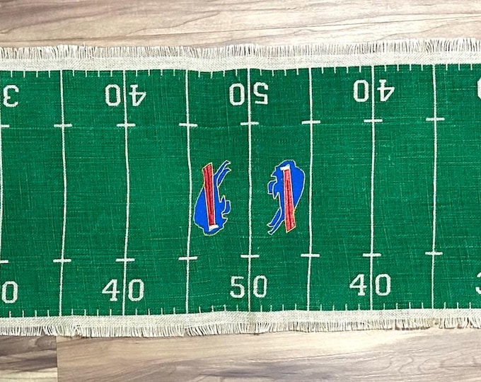 Buffalo football field themed table runner. 15” x 78”
