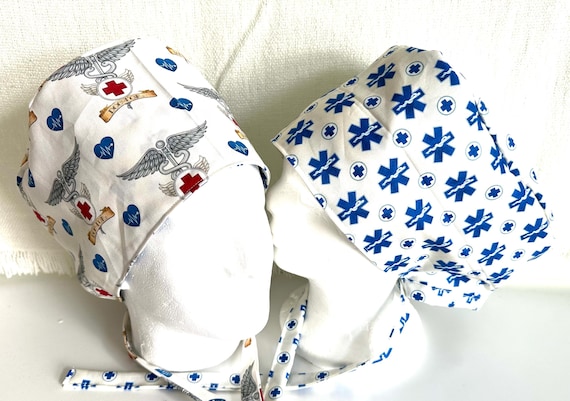 Surgical / Scrub caps /reversible 2 different patterns / set of 10 caps