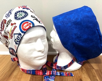 Baseball themed Surgical / Scrub cap / turban/ unisex / buffalo / reversible
