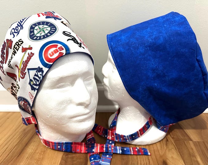 Baseball themed Surgical / Scrub cap / turban/ unisex / buffalo / reversible