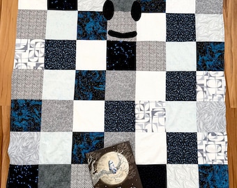 Christmas ghost / fall 43” x 56”  homemade quilt with flannel back and Book!