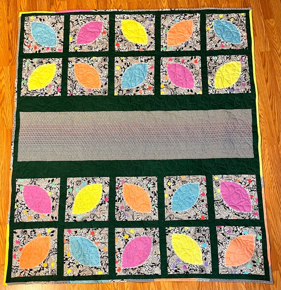 Homemade quilt “Color Run” one of a kind designed quilt 56” x 64”