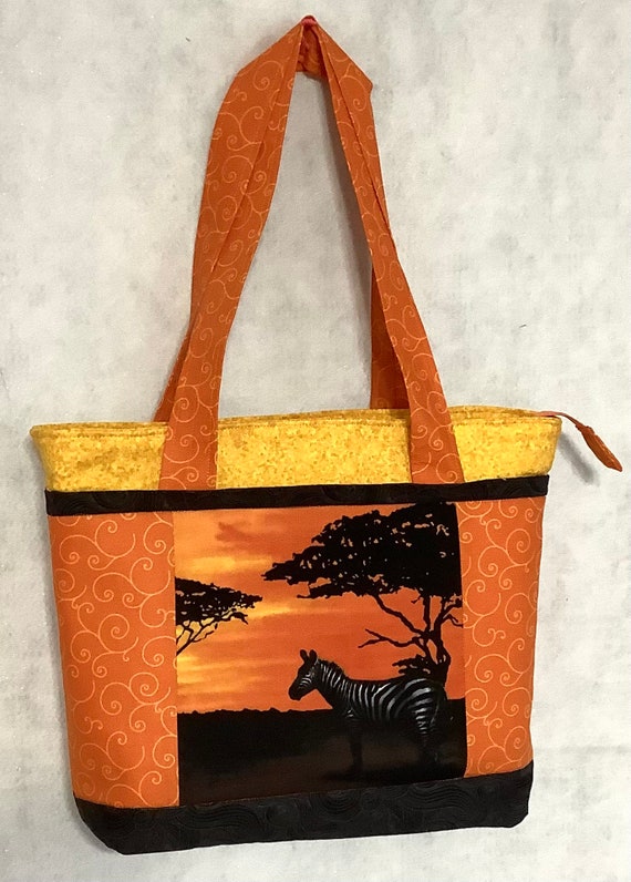 Wild safari themed padded shoulder bag for shopping, diaper bag, travel or beach