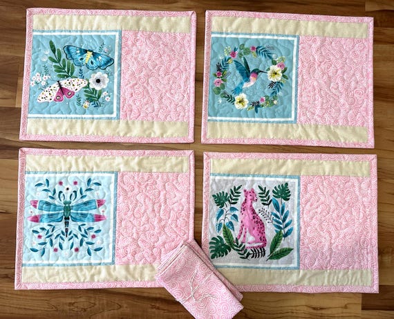 Butterfly Placemats with Matching Napkins: Summer Table Decor