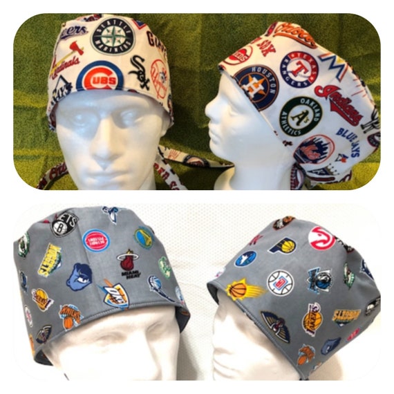 Surgical / Scrub caps baseball / basketball - 2 different themed / unisex /reversible