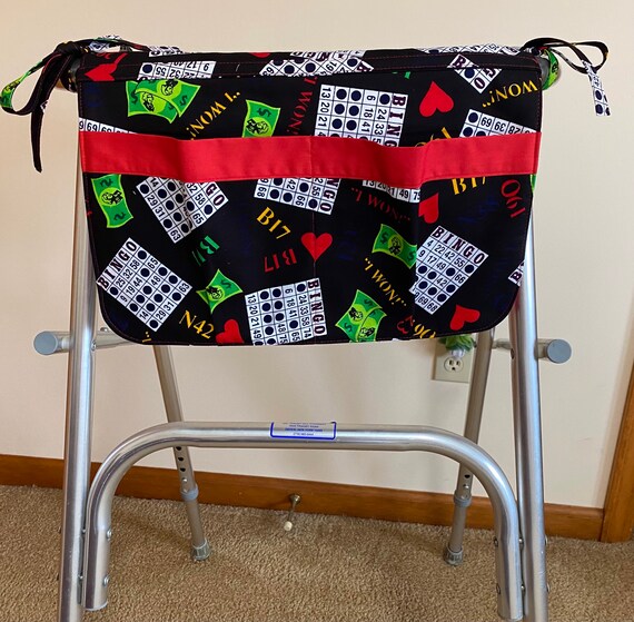 Walkers or wheelchair carryall bags. Bingo theme fabric