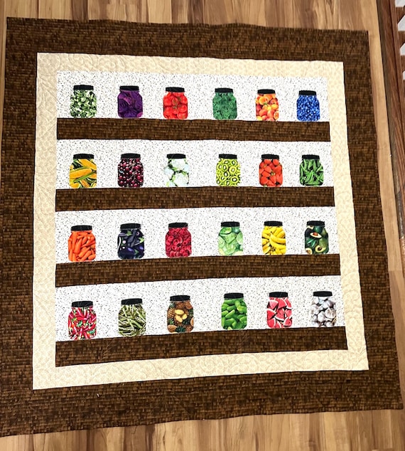Canning shelf quilt 58” x 62”