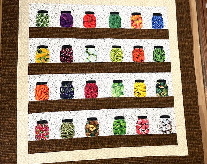 Canning shelf quilt 58” x 62”