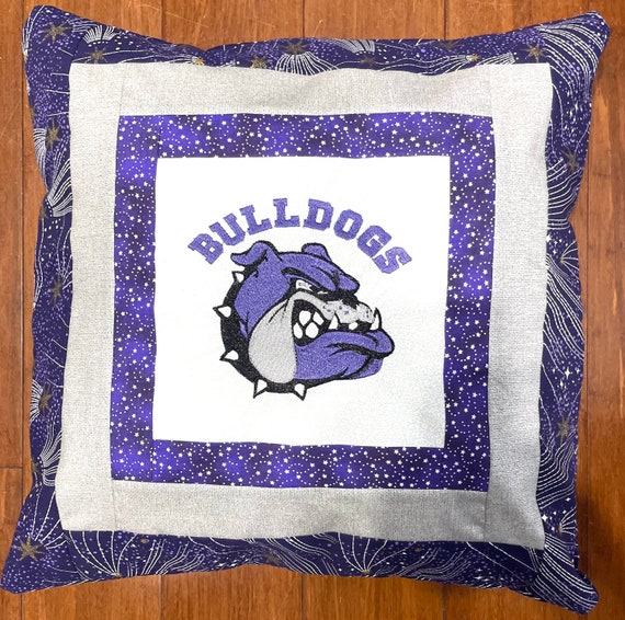 Bulldog purple pillows set of 2 18”x18”