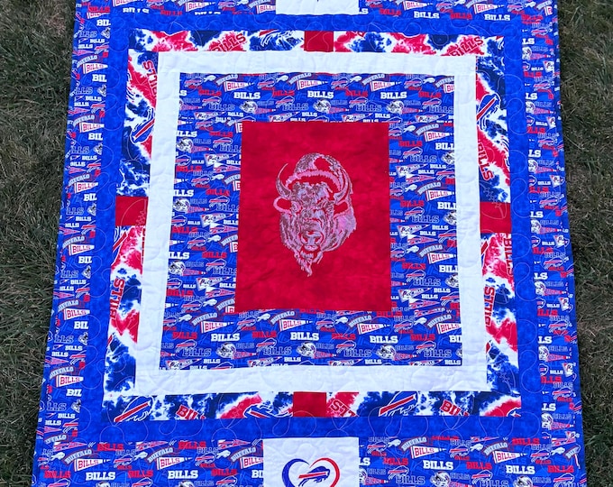 Buffalo stance HOMEMADE custom quilt 48” x 60” / ONLY ONE/ flannel back