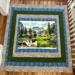Hiking and beauty rare find completed custom designed quilt  64” x 68”