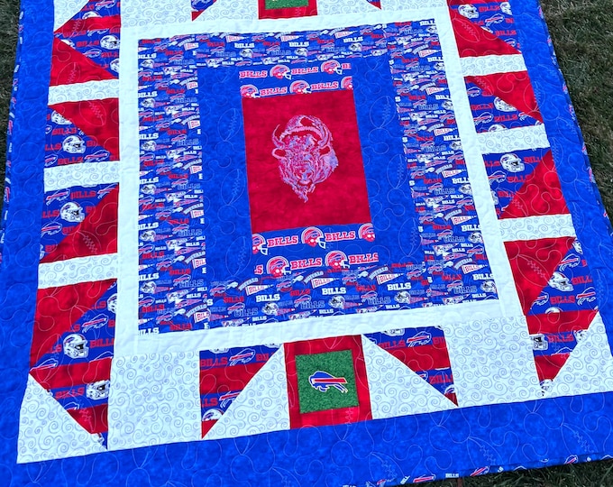 Buffalo stance HOMEMADE custom quilt 72” x 78”/ ONLY ONE/ flannel back