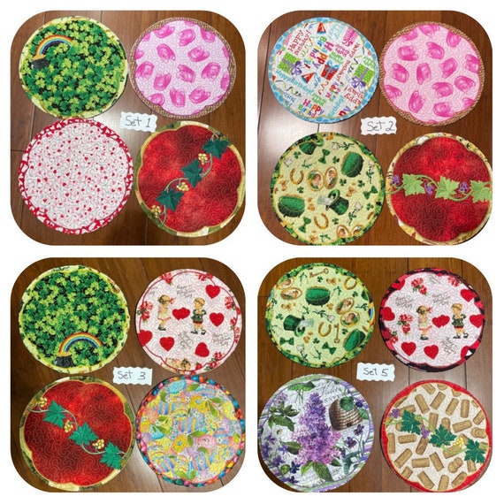 Mini table mats 9 inches in diameter 4 in each set / check pictures