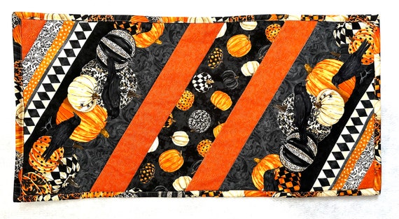 Quilted Halloween Table Runner: Reversible Cotton Decor