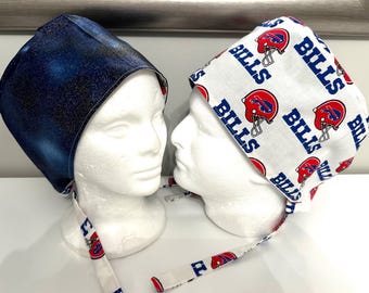Surgical / Scrub cap with rare fabric / turban/ unisex / buffalo / reversible