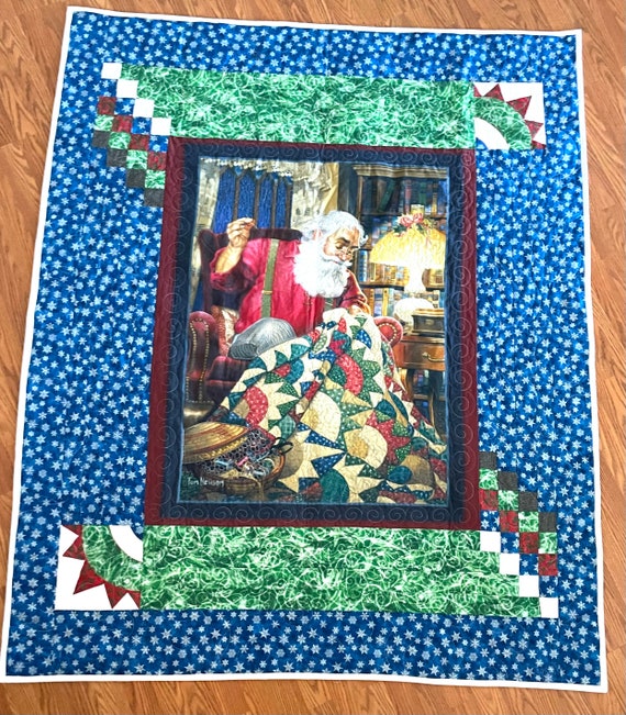 Santa 54”x 76”individual patterns of custom embroidery on many areas
