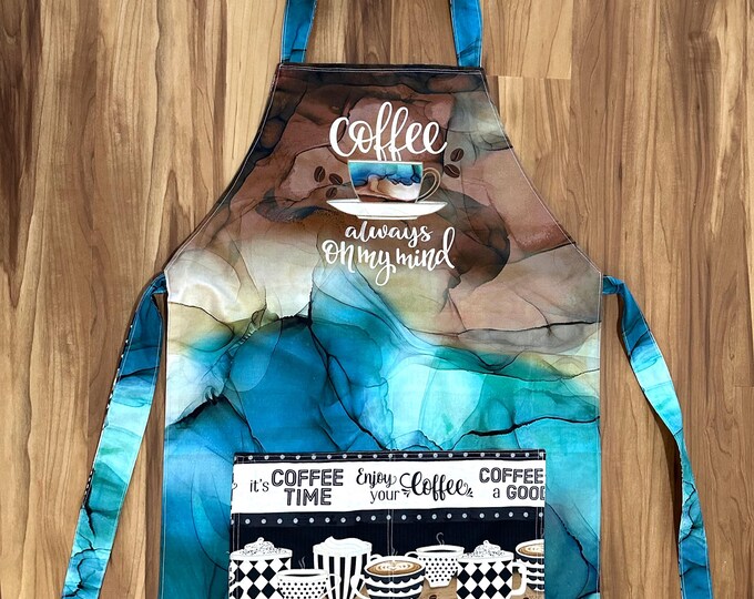 Aprons reversible coffee time 2 different fabrics