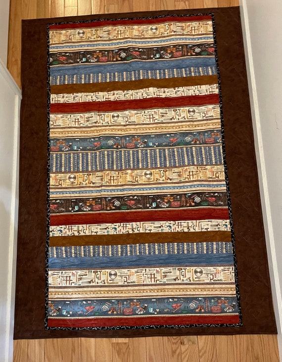 Handyman’s tools 52” x 72” custom quilt with tools themed quilting
