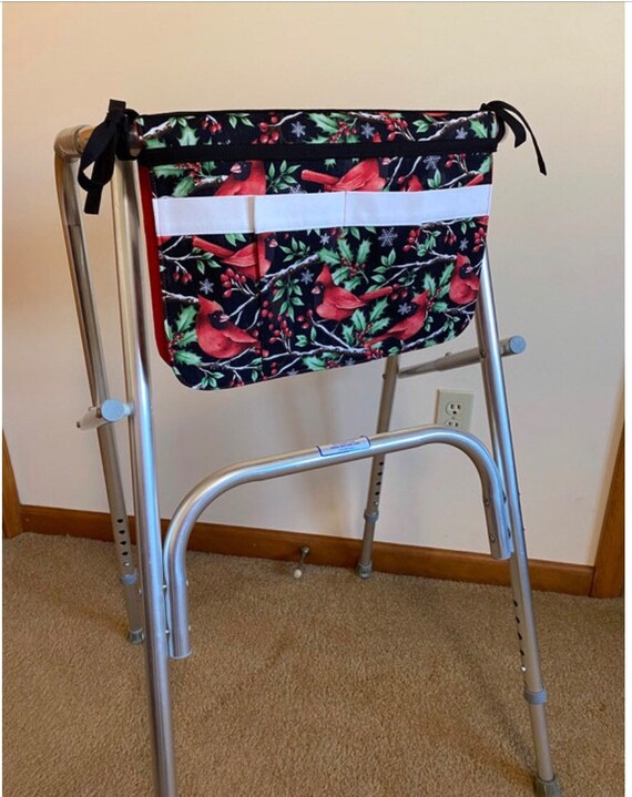 Walker bag or wheelchair carryall bags. Choose from 2 Christmas fabrics