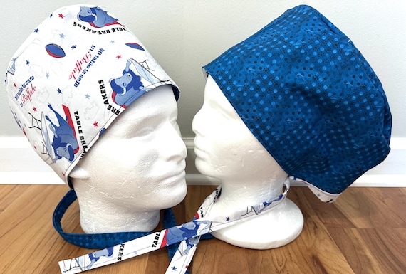 Football themed Surgical / Scrub cap / turban/ unisex / buffalo / reversible