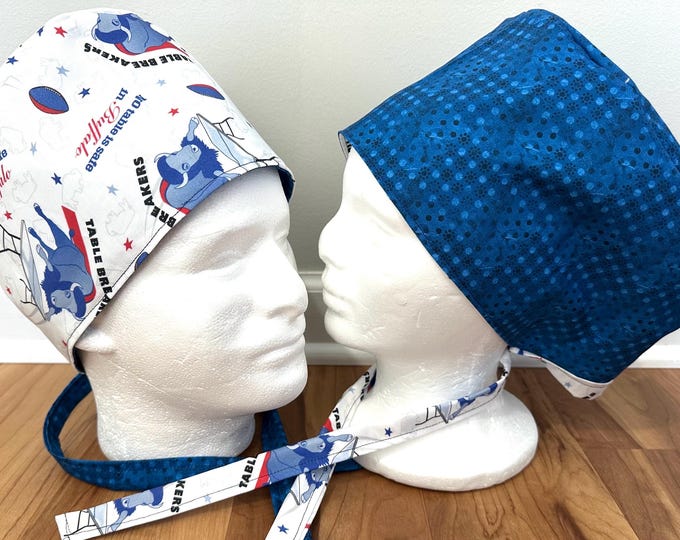 Football themed Surgical / Scrub cap / turban/ unisex / buffalo / reversible