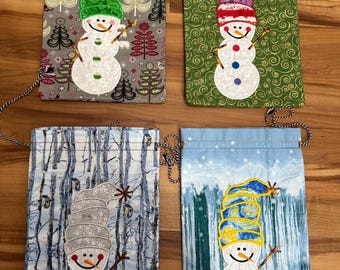 Winter snowman gift  bags 8 1/2” x 13 1/2” fully lined / great Christmas