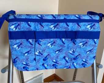 Walker bag or wheelchair carryall bag; bluebirds fabric