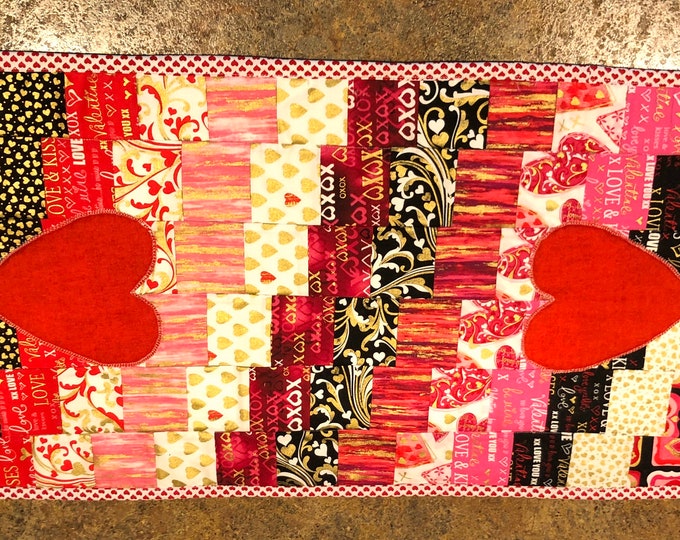 Valentine's Day Island runner /table runner / dresser scarf 15” x 34”