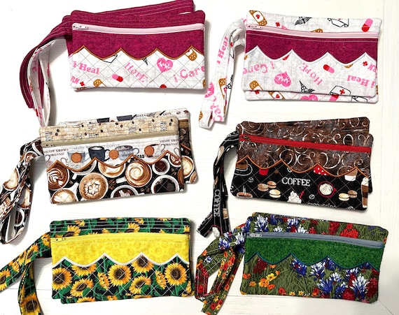 Cotton Wristlet Clutch: Phone Wallet, Walking Bag (5 1/2” x 9 1/2”)