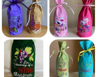 Wine bags Embroidered reusable gift bags for wine or just about anything!