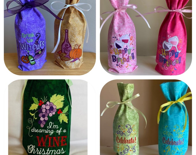 Wine bags Embroidered reusable gift bags for wine or just about anything!