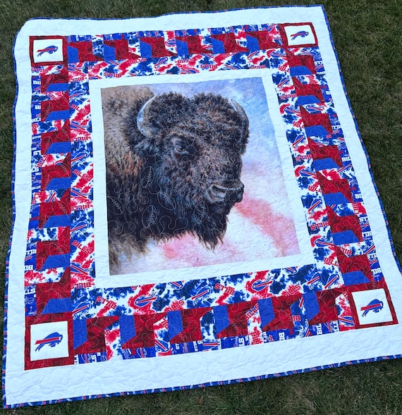 Buffalo stance HOMEMADE custom quilt 72” x 82” / ONLY ONE/ flannel back