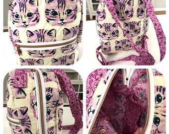 Min Backpack kitty one of a kind custom handmade  backpack 4” x 9” x 11”
