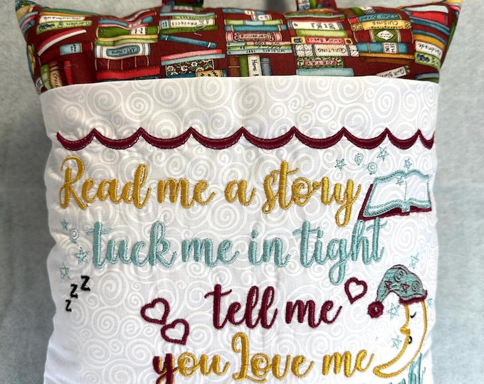 Reading Pillow with Pocket: Book Fabric, Car Fabric - Travel Size