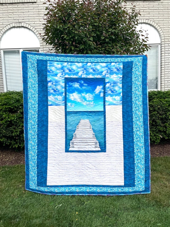 Quilt homemade ready to send "Dreaming at dockside” 72” x 80”