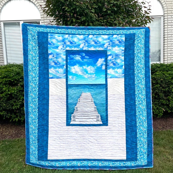Quilt homemade ready to send "Dreaming at dockside” 72” x 80”