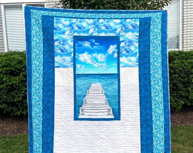 Quilt homemade ready to send "Dreaming at dockside” 72” x 80”