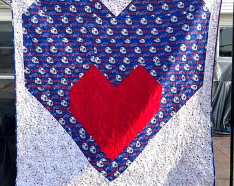 Buffalo Love HOMEMADE custom quilt 82” x 94” another one of a kind it’s a hometown favorite!