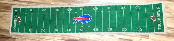 Buffalo themed burlap table runner. 15” x 76”
