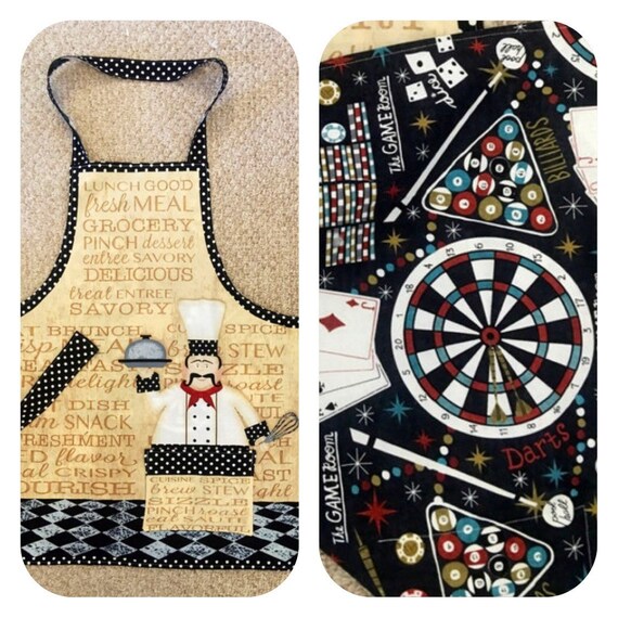 Chef apron reversible with casino and darts on opposite side
