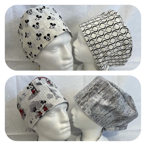 Surgical / Scrub cap mouse / unisex / 2 styles / reversible with buttons when requested