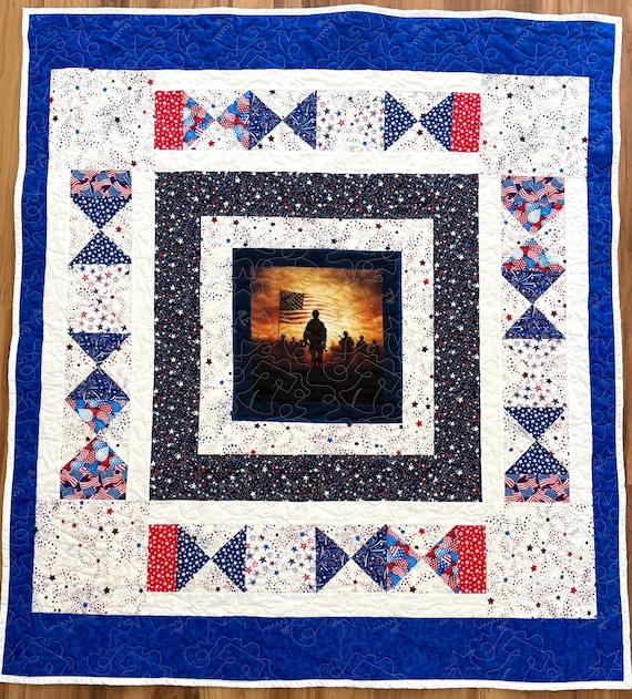 American honor rare find completed custom designed quilt  52” x 58”