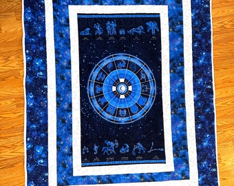 Zodiacs obsessive homemade custom designed quilt 52” x 64”