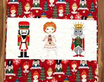 Nutcracker quilt 42” x 58” lightweight homemade quilted blanket with cotton