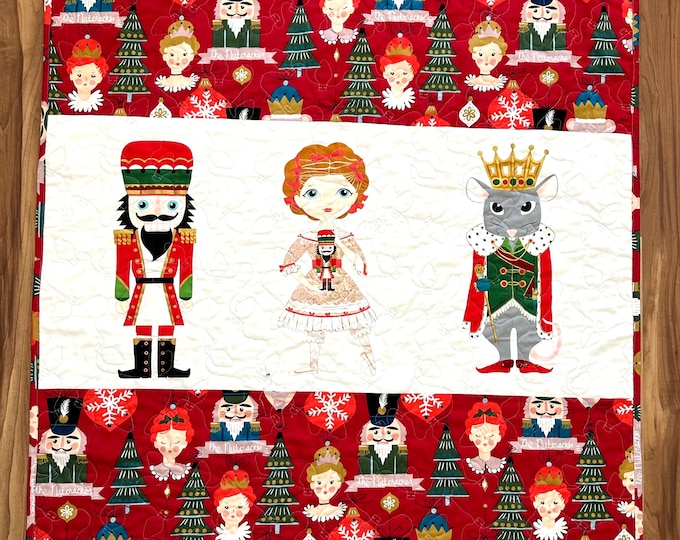 Nutcracker quilt 42” x 58” lightweight homemade quilted blanket with cotton