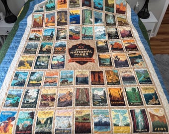National Parks / rare find completed custom designed quilt  68” x 84”